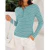imageZESICA Womens Long Sleeve Striped Shirts V Neck Button Up Sweater Casual Loose Basic Tops Trendy Spring ClothesMint