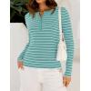 imageZESICA Womens Long Sleeve Striped Shirts V Neck Button Up Sweater Casual Loose Basic Tops Trendy Spring ClothesMint