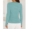 imageZESICA Womens Long Sleeve Striped Shirts V Neck Button Up Sweater Casual Loose Basic Tops Trendy Spring ClothesMint