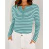 imageZESICA Womens Long Sleeve Striped Shirts V Neck Button Up Sweater Casual Loose Basic Tops Trendy Spring ClothesMint