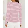 imageZESICA Womens Long Sleeve Striped Shirts V Neck Button Up Sweater Casual Loose Basic Tops Trendy Spring ClothesPink