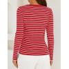 imageZESICA Womens Long Sleeve Striped Shirts V Neck Button Up Sweater Casual Loose Basic Tops Trendy Spring ClothesRed