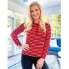 imageZESICA Womens Long Sleeve Striped Shirts V Neck Button Up Sweater Casual Loose Basic Tops Trendy Spring ClothesRed
