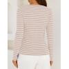 imageZESICA Womens Long Sleeve Striped Shirts V Neck Button Up Sweater Casual Loose Basic Tops Trendy Spring ClothesSand