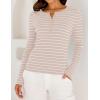 imageZESICA Womens Long Sleeve Striped Shirts V Neck Button Up Sweater Casual Loose Basic Tops Trendy Spring ClothesSand