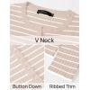imageZESICA Womens Long Sleeve Striped Shirts V Neck Button Up Sweater Casual Loose Basic Tops Trendy Spring ClothesSand