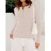 imageZESICA Womens Long Sleeve Striped Shirts V Neck Button Up Sweater Casual Loose Basic Tops Trendy Spring ClothesSand