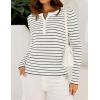 imageZESICA Womens Long Sleeve Striped Shirts V Neck Button Up Sweater Casual Loose Basic Tops Trendy Spring ClothesWhite