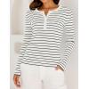 imageZESICA Womens Long Sleeve Striped Shirts V Neck Button Up Sweater Casual Loose Basic Tops Trendy Spring ClothesWhite