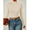 imageZESICA Womens Long Sleeve Tops Mock Neck Ruched Tight Shirts 2025 Fall Trendy OutfitsApricot