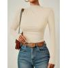 imageZESICA Womens Long Sleeve Tops Mock Neck Ruched Tight Shirts 2025 Fall Trendy OutfitsApricot