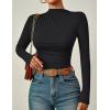 imageZESICA Womens Long Sleeve Tops Mock Neck Ruched Tight Shirts 2025 Fall Trendy OutfitsBlack