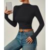 imageZESICA Womens Long Sleeve Tops Mock Neck Ruched Tight Shirts 2025 Fall Trendy OutfitsBlack