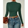 imageZESICA Womens Long Sleeve Tops Mock Neck Ruched Tight Shirts 2025 Fall Trendy OutfitsDark Green