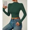 imageZESICA Womens Long Sleeve Tops Mock Neck Ruched Tight Shirts 2025 Fall Trendy OutfitsDark Green