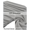 imageZESICA Womens Long Sleeve Tops Mock Neck Ruched Tight Shirts 2025 Fall Trendy OutfitsGrey