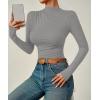 imageZESICA Womens Long Sleeve Tops Mock Neck Ruched Tight Shirts 2025 Fall Trendy OutfitsGrey