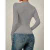 imageZESICA Womens Long Sleeve Tops Mock Neck Ruched Tight Shirts 2025 Fall Trendy OutfitsGrey