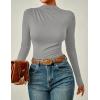 imageZESICA Womens Long Sleeve Tops Mock Neck Ruched Tight Shirts 2025 Fall Trendy OutfitsGrey