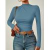 imageZESICA Womens Long Sleeve Tops Mock Neck Ruched Tight Shirts 2025 Fall Trendy OutfitsHaze Blue