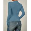 imageZESICA Womens Long Sleeve Tops Mock Neck Ruched Tight Shirts 2025 Fall Trendy OutfitsHaze Blue