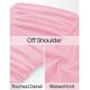 imageZESICA Womens Long Sleeve Tops Mock Neck Ruched Tight Shirts 2025 Fall Trendy OutfitsPink
