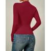 imageZESICA Womens Long Sleeve Tops Mock Neck Ruched Tight Shirts 2025 Fall Trendy OutfitsRed