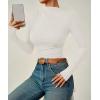 imageZESICA Womens Long Sleeve Tops Mock Neck Ruched Tight Shirts 2025 Fall Trendy OutfitsWhite