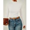 imageZESICA Womens Long Sleeve Tops Mock Neck Ruched Tight Shirts 2025 Fall Trendy OutfitsWhite