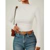 imageZESICA Womens Long Sleeve Tops Mock Neck Ruched Tight Shirts 2025 Fall Trendy OutfitsWhite