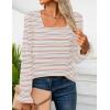 imageZESICA Womens Puff Long Sleeve Square Neck Shirts Fall Causal Trendy Tunic TopsApricot