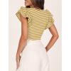 imageZESICA Womens Ruffle Short Sleeve Striped T Shirts Summer Scoop Neck Slim Fitted Causal Basic Tee TopsYellow