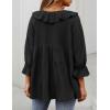 imageZESICA Womens Scoop Neck 34 Length Sleeve Tops 2025 Casual Tie Front Ruffle Tiered Loose Tunic Shirts Blouses Fall OutfitsBlack