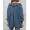 imageZESICA Womens Scoop Neck 34 Length Sleeve Tops 2025 Casual Tie Front Ruffle Tiered Loose Tunic Shirts Blouses Fall OutfitsDusty Blue