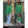 imageZESICA Womens Scoop Neck 34 Length Sleeve Tops 2025 Casual Tie Front Ruffle Tiered Loose Tunic Shirts Blouses Fall OutfitsGreen