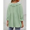 imageZESICA Womens Scoop Neck 34 Length Sleeve Tops 2025 Casual Tie Front Ruffle Tiered Loose Tunic Shirts Blouses Fall OutfitsMint Green