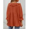 imageZESICA Womens Scoop Neck 34 Length Sleeve Tops 2025 Casual Tie Front Ruffle Tiered Loose Tunic Shirts Blouses Fall OutfitsOrange Red