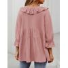 imageZESICA Womens Scoop Neck 34 Length Sleeve Tops 2025 Casual Tie Front Ruffle Tiered Loose Tunic Shirts Blouses Fall OutfitsPink