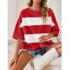 imageZESICA Womens Summer 2025 34 Sleeve Casual Tee Tops Crewneck Drop Shoulder Color Block Oversized TShirtsRed