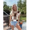 imageZESICA Womens Summer Casual Printed Tops Cap Sleeve Crew Neck Cute Knit Sweaters 2025 Trendy Clothes OutfitsBrown