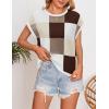 imageZESICA Womens Summer Casual Printed Tops Cap Sleeve Crew Neck Cute Knit Sweaters 2025 Trendy Clothes OutfitsBrown