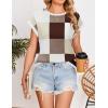 imageZESICA Womens Summer Casual Printed Tops Cap Sleeve Crew Neck Cute Knit Sweaters 2025 Trendy Clothes OutfitsBrown