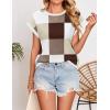 imageZESICA Womens Summer Casual Printed Tops Cap Sleeve Crew Neck Cute Knit Sweaters 2025 Trendy Clothes OutfitsBrown