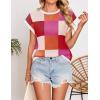 imageZESICA Womens Summer Casual Printed Tops Cap Sleeve Crew Neck Cute Knit Sweaters 2025 Trendy Clothes OutfitsRedorange