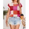 imageZESICA Womens Summer Casual Printed Tops Cap Sleeve Crew Neck Cute Knit Sweaters 2025 Trendy Clothes OutfitsRedorange