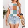 imageZESICA Womens Summer Casual Printed Tops Cap Sleeve Crew Neck Cute Knit Sweaters 2025 Trendy Clothes OutfitsWhitepink