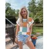 imageZESICA Womens Summer Casual Printed Tops Cap Sleeve Crew Neck Cute Knit Sweaters 2025 Trendy Clothes OutfitsWhitepink
