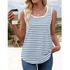 imageZESICA Womens Summer Casual Striped Tank Top Sleeveless Scoop Neck Loose Fit Color Block Tops 2025 Fashion ClothesBlue