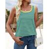 imageZESICA Womens Summer Casual Striped Tank Top Sleeveless Scoop Neck Loose Fit Color Block Tops 2025 Fashion ClothesGreen