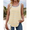 imageZESICA Womens Summer Casual Striped Tank Top Sleeveless Scoop Neck Loose Fit Color Block Tops 2025 Fashion ClothesKhaki